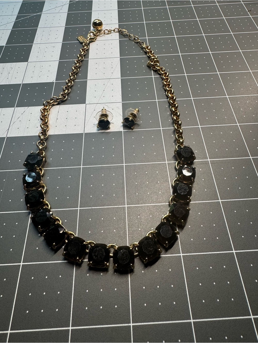 Black and Gold Necklace and Earring set